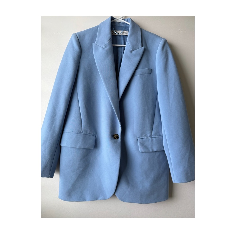 Oversized Blazer with Pockets Sky Blue
